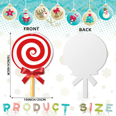 12 Pieces Christmas Yard Signs 16 Inch Outdoor Double Sided Lawn Candy Decorations Christmas Candy Hanging Ornaments Outside Holiday Party Porch and Tree Yard Lawn Home Office Decor